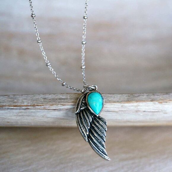 Native American Eagle Turquoise Necklace, Genuine Sterling Silver & Turquoise S - Picture 1 of 15